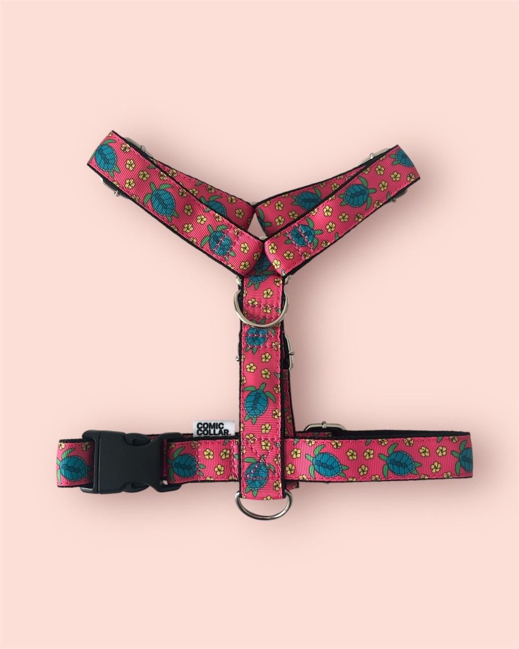 DOG HARNESS - TURTLES coral
