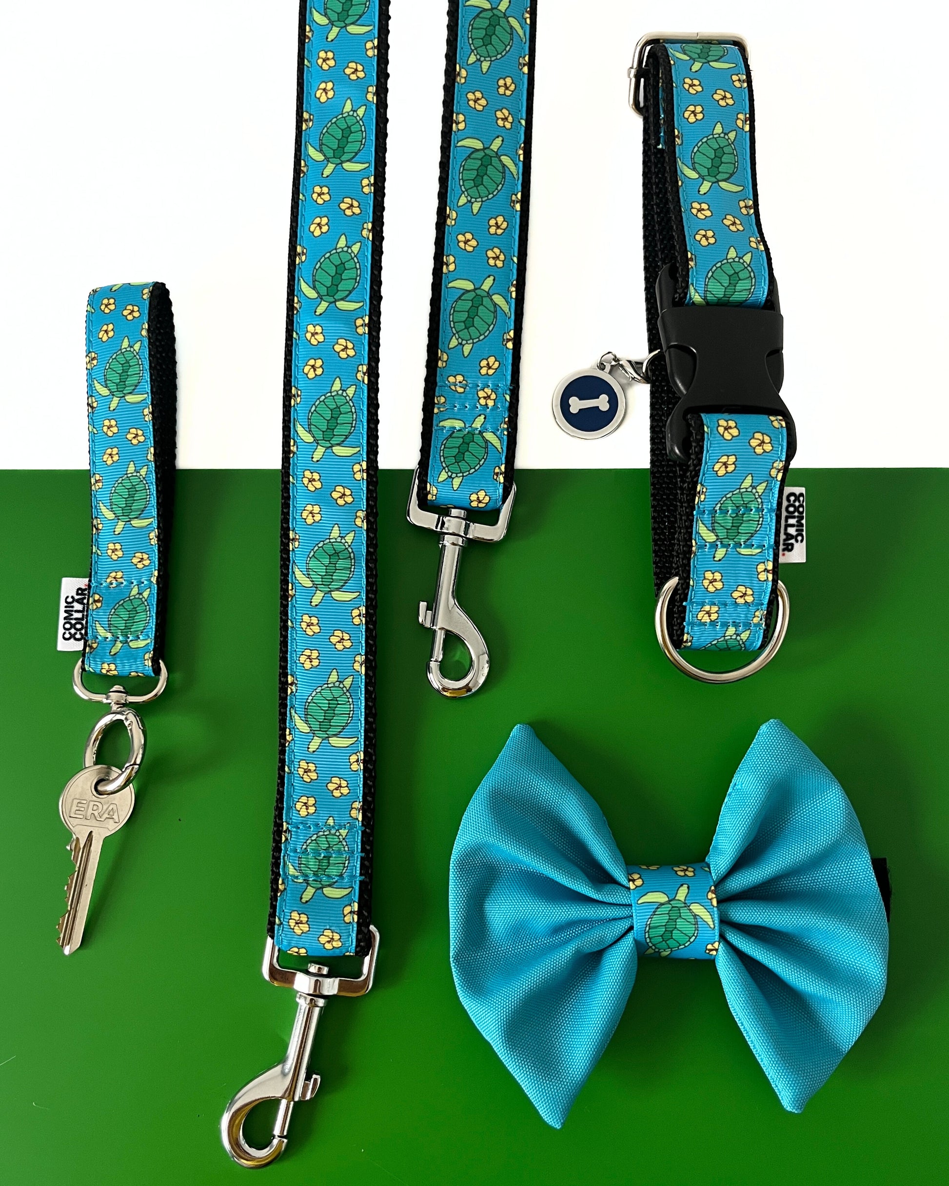 DOUBLE ENDED LEASH - TURTLE blue
