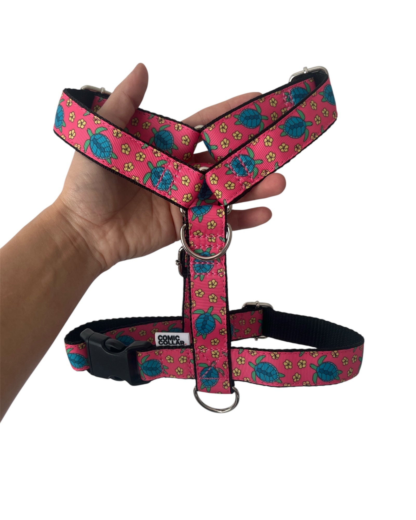 DOG HARNESS - TURTLES coral