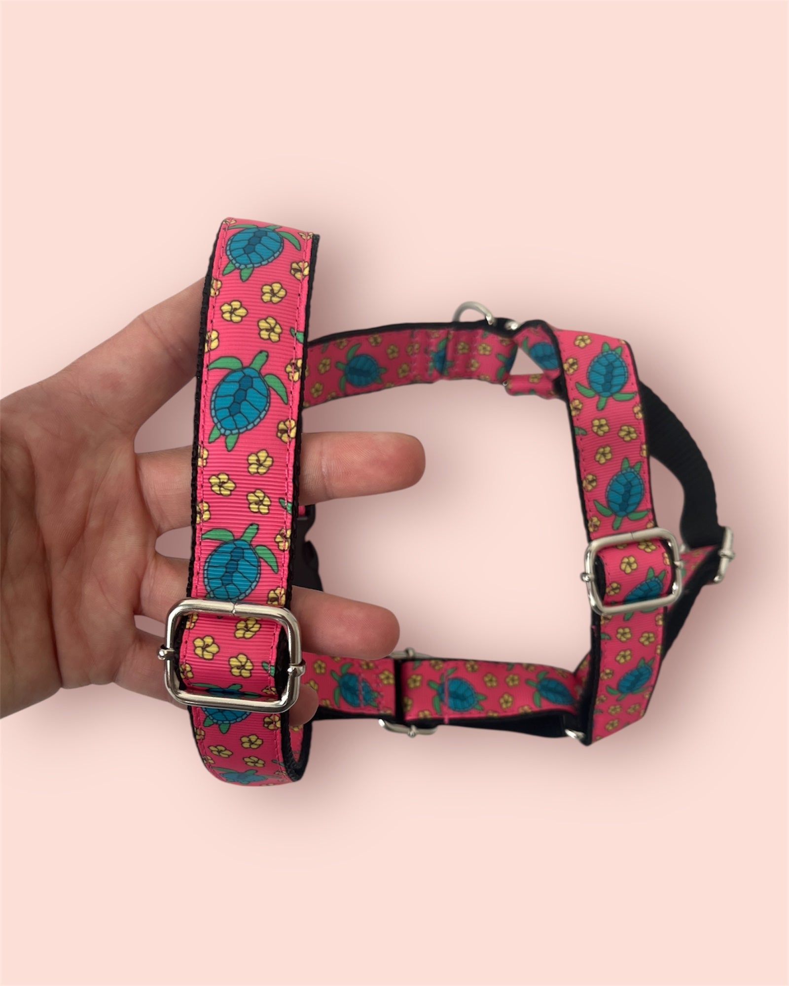 DOG HARNESS - TURTLES coral