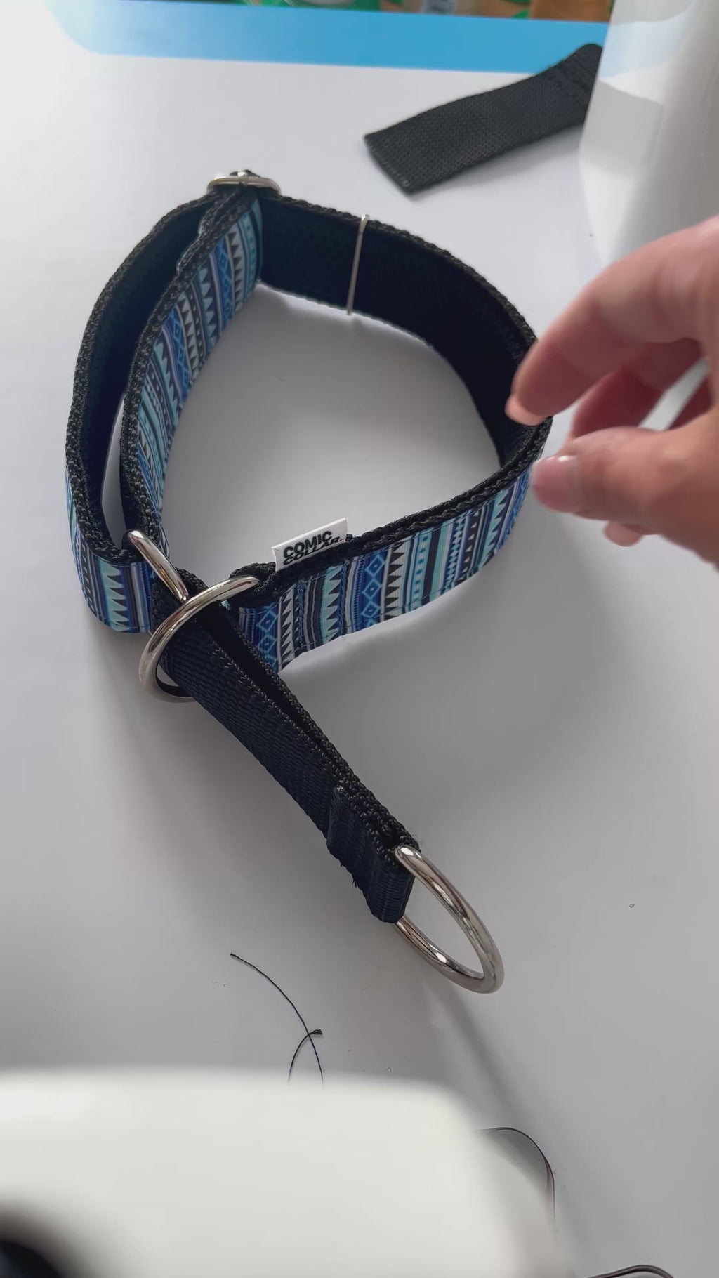 DOG COLLAR AZTEC BLUE - HALF CHOKE
